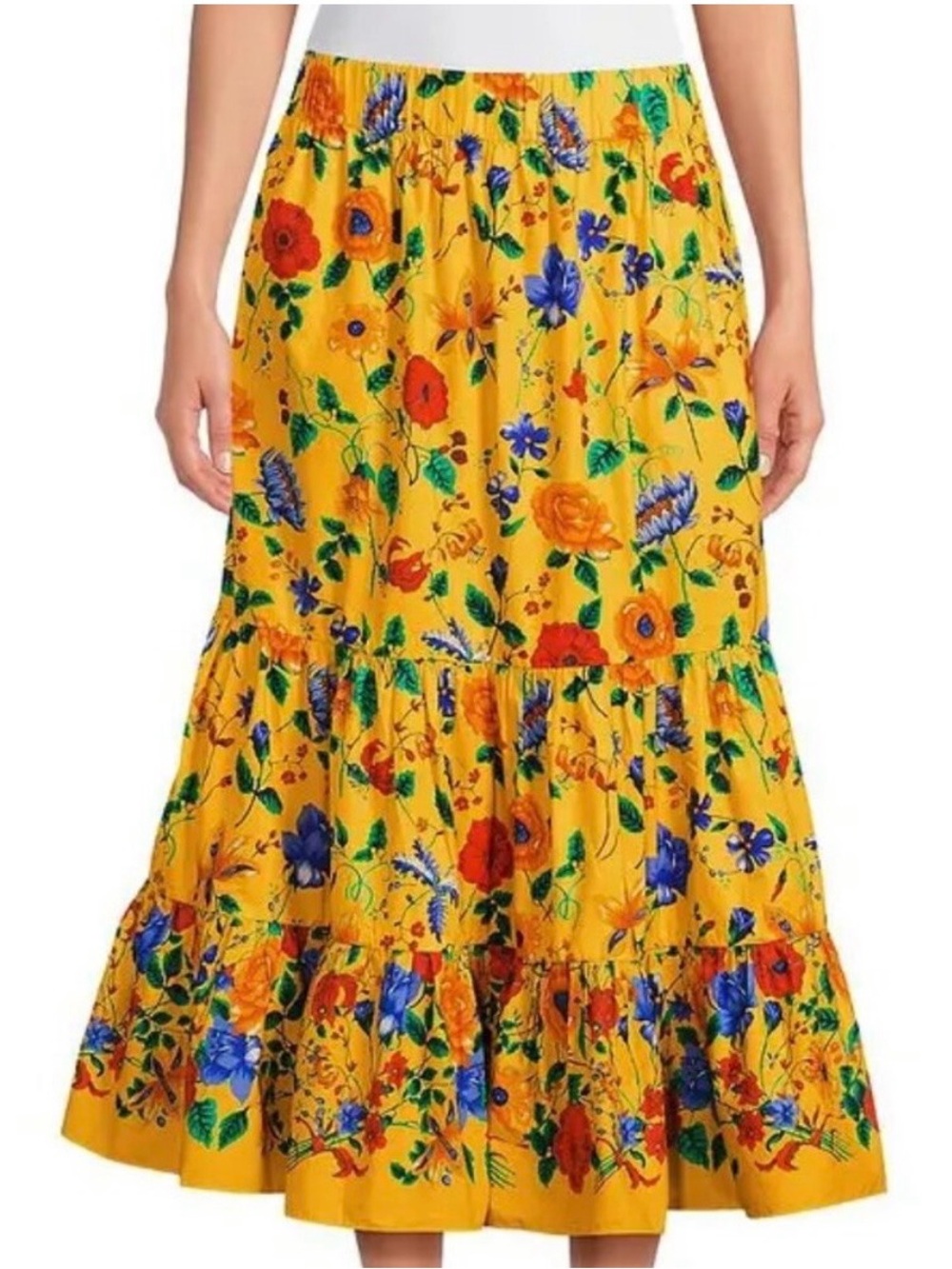 Cara Cara - Chase Midi Skirt In Yellow Flora - Size Small - Picture 2 of 2